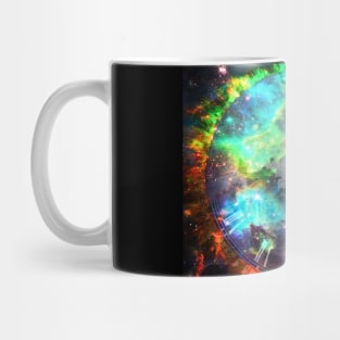 Moon in fantasy space with clock face Mug